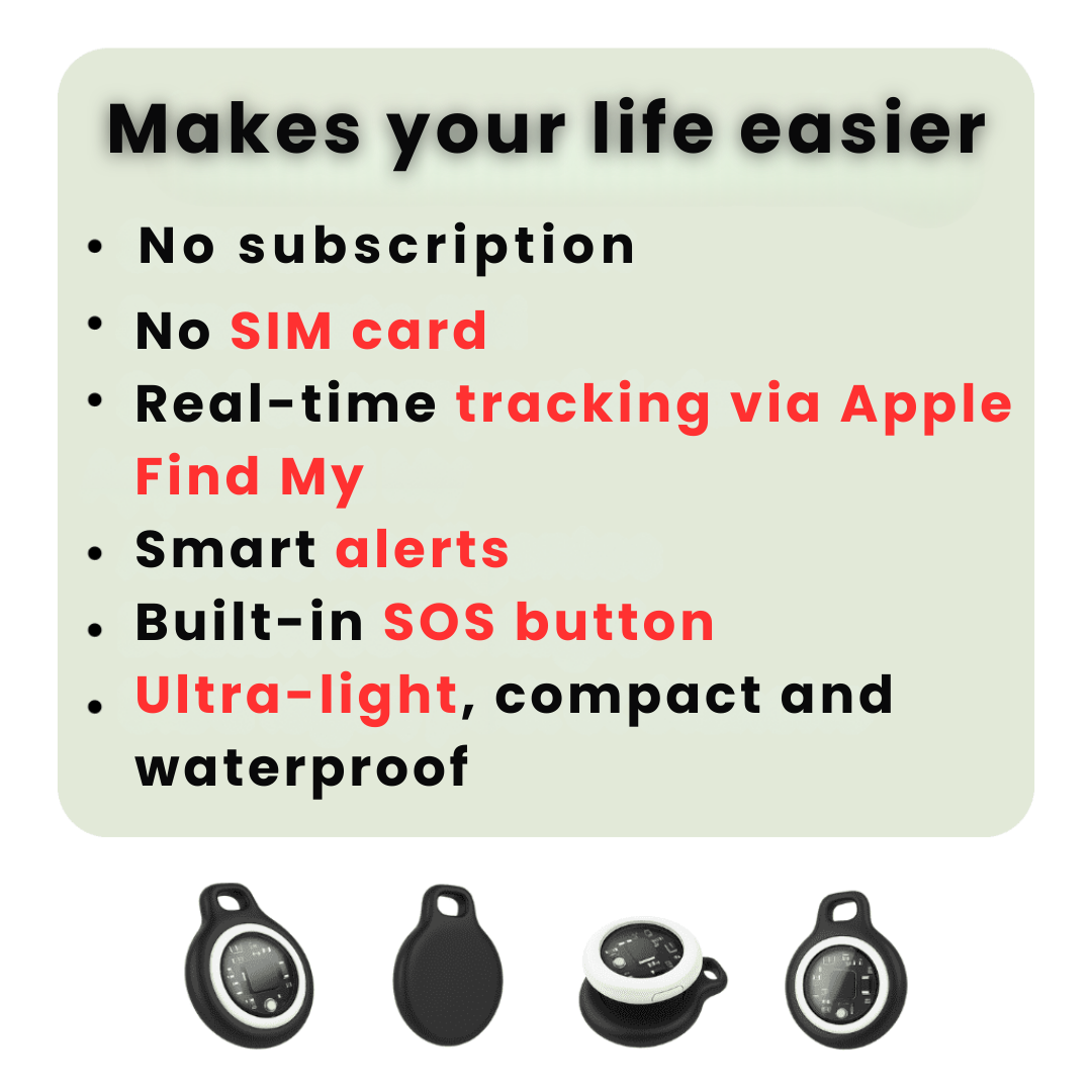 Clip-On Find My Tracker for Elderly Adults — Waterproof, 1-Year Battery