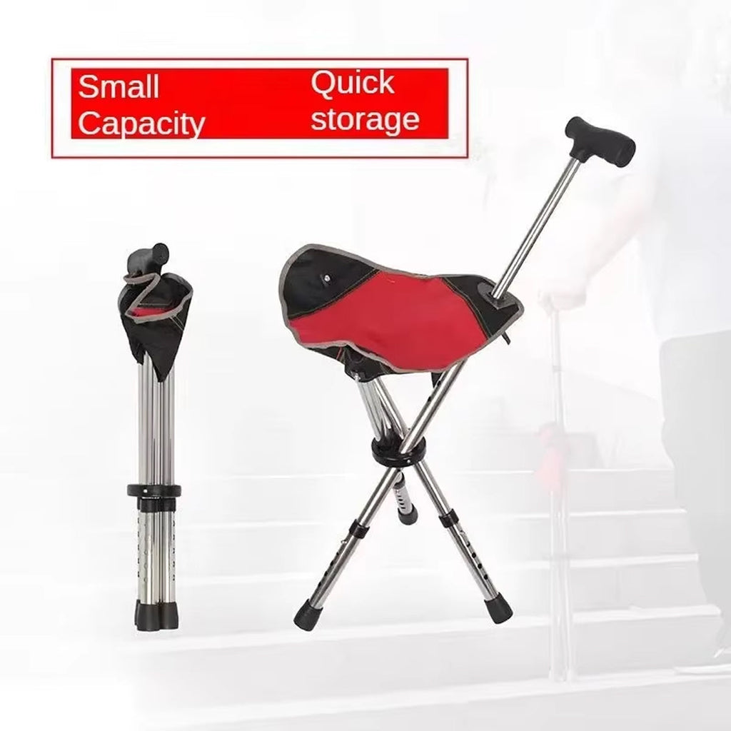 Folding Seat Cane — Aluminum Tripod, 22–34 in, 287 lb, 2.4 lb