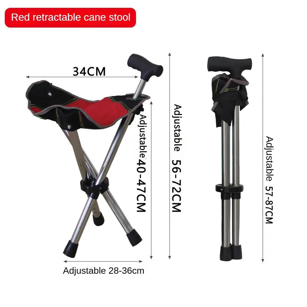 Folding Seat Cane — Aluminum Tripod, 22–34 in, 287 lb, 2.4 lb