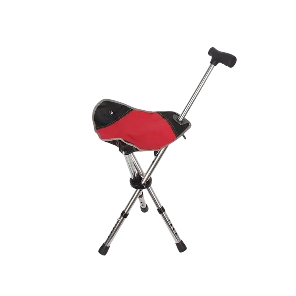 Folding Seat Cane — Aluminum Tripod, 22–34 in, 287 lb, 2.4 lb