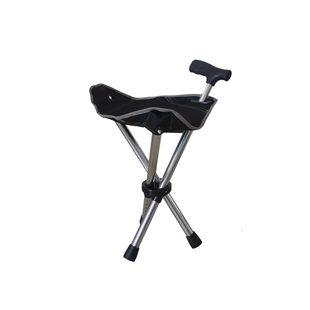 Folding Seat Cane — Aluminum Tripod, 22–34 in, 287 lb, 2.4 lb