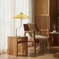 Retro-bordlampe med berøringsdæmpning og plisseret paraplyskærm