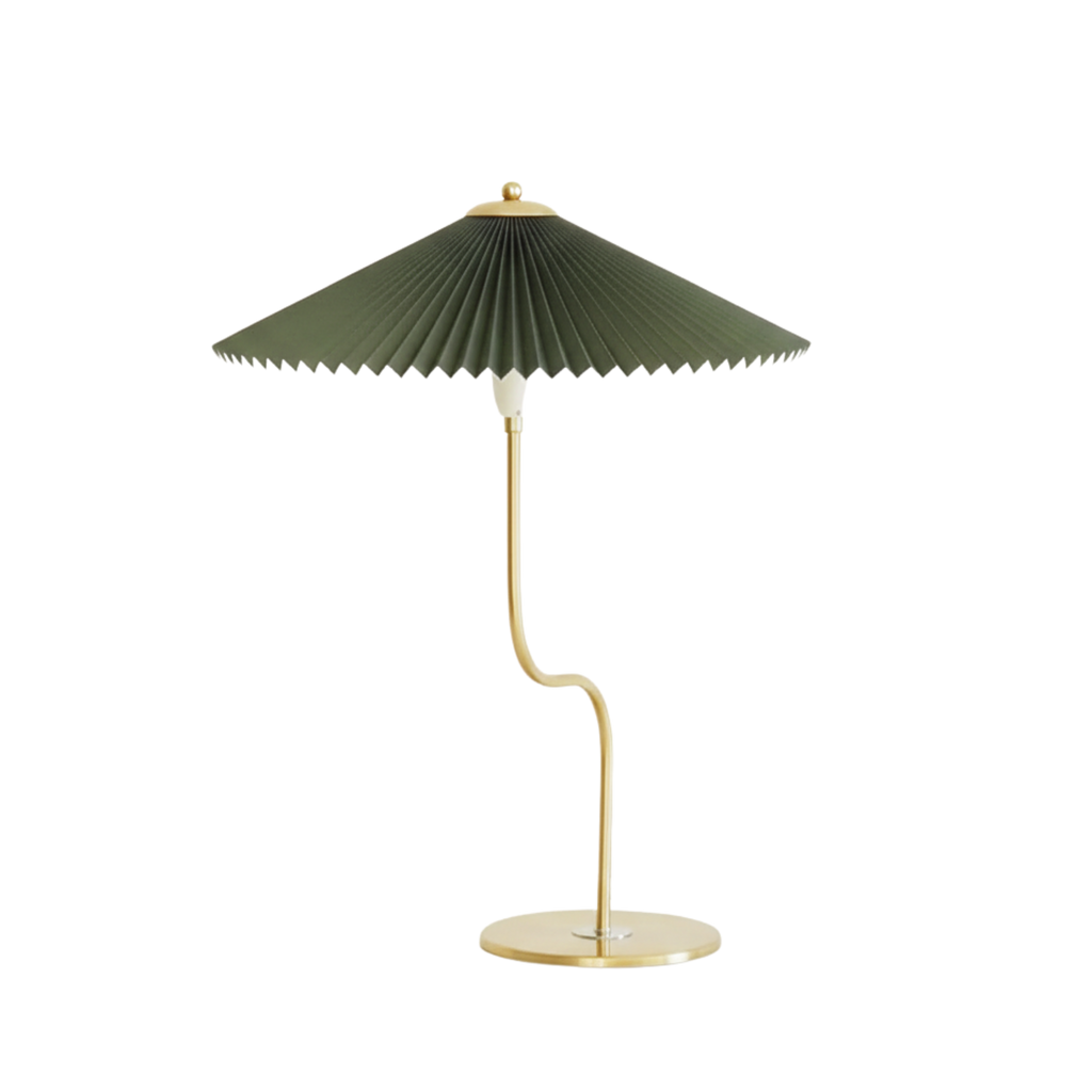 Retro-bordlampe med berøringsdæmpning og plisseret paraplyskærm