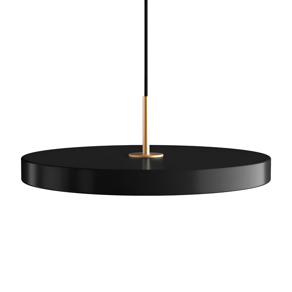 Suspension LED rétro à disque fin — partie supérieure en laiton poli, design plat minimaliste