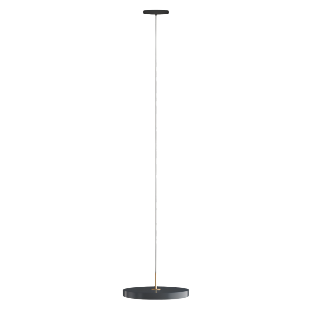 Suspension LED rétro à disque fin — partie supérieure en laiton poli, design plat minimaliste