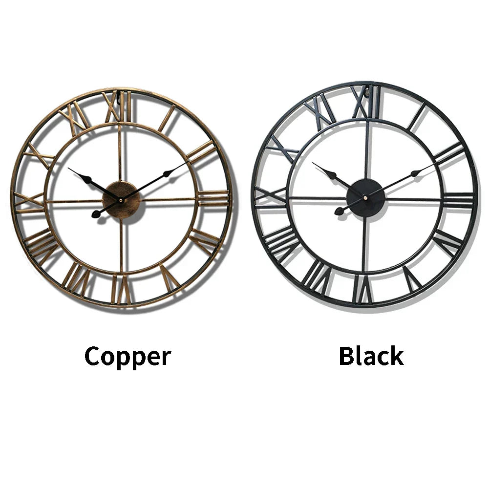 Metal Roman Numeral Wall Clock - Retro Style | Euroselle