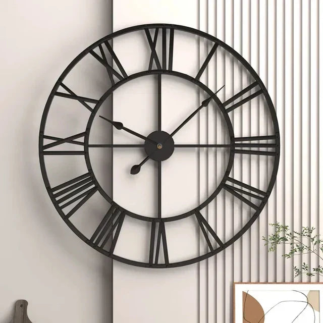 Metal Roman Numeral Wall Clock - Retro Style | Euroselle
