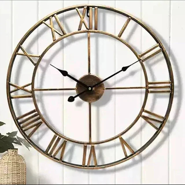 Metal Roman Numeral Wall Clock - Retro Style | Euroselle