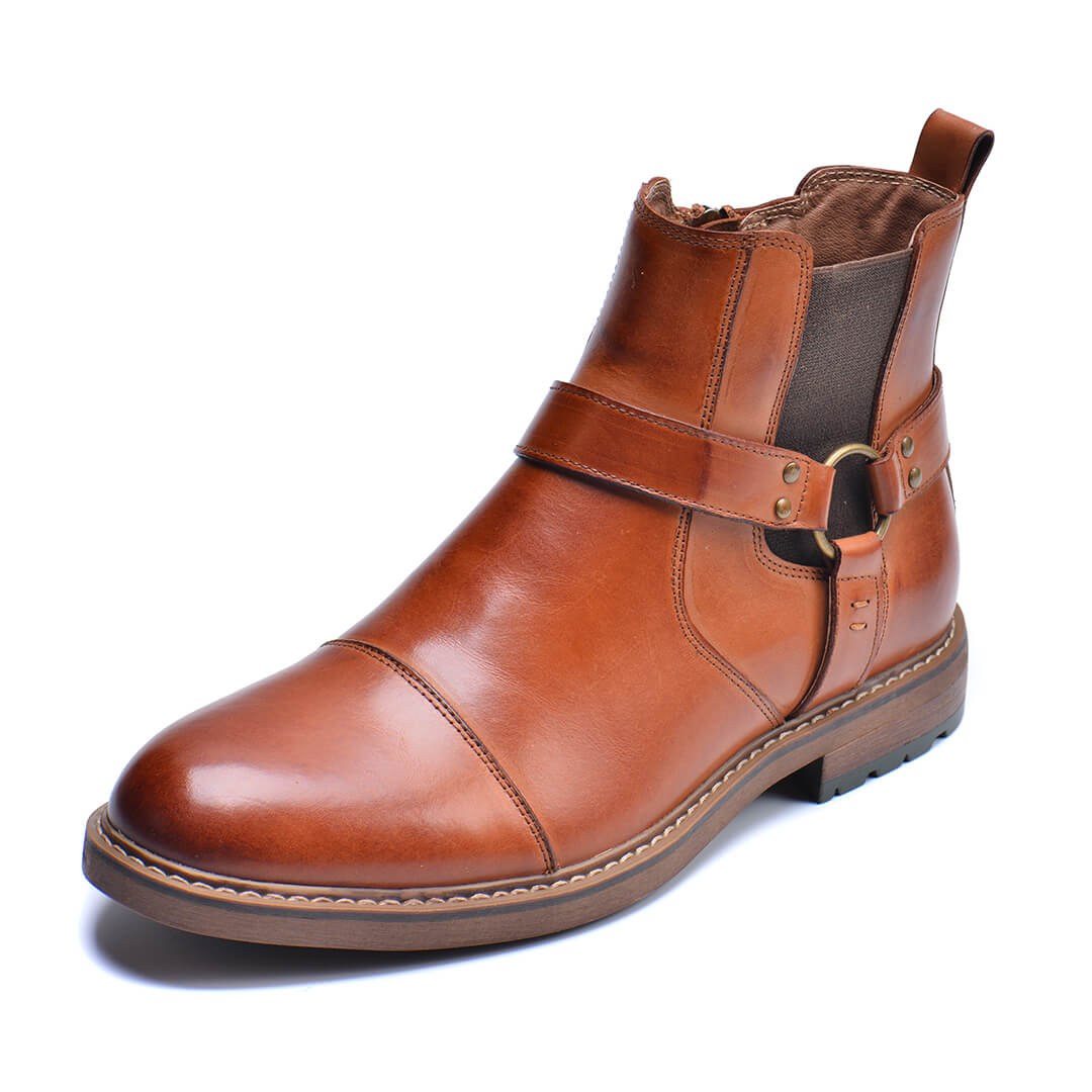 Men's Vintage Leather Moto Boots — Lace-Up Ankle, Sturdy Sole