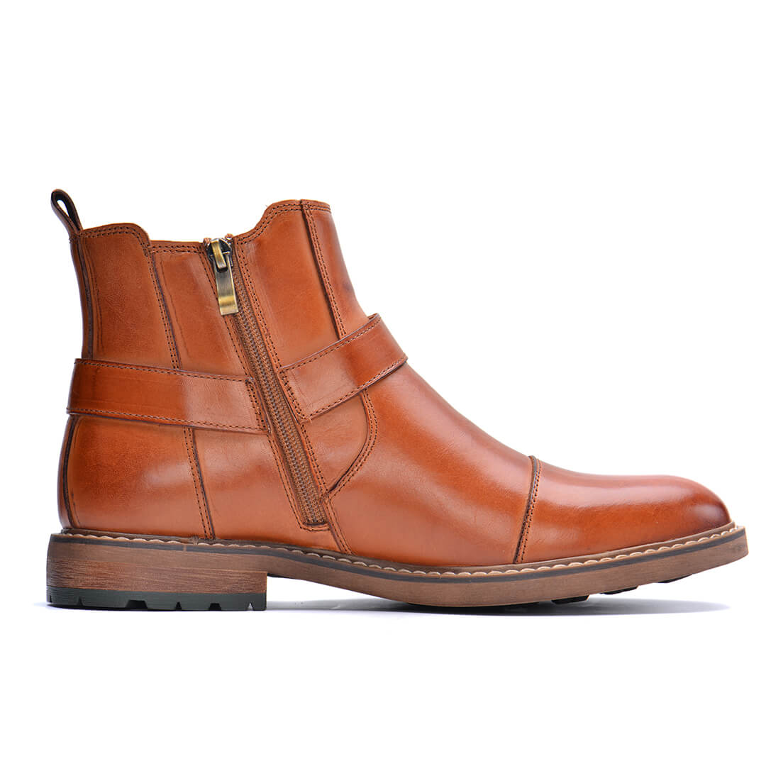 Men's Vintage Leather Moto Boots — Lace-Up Ankle, Sturdy Sole