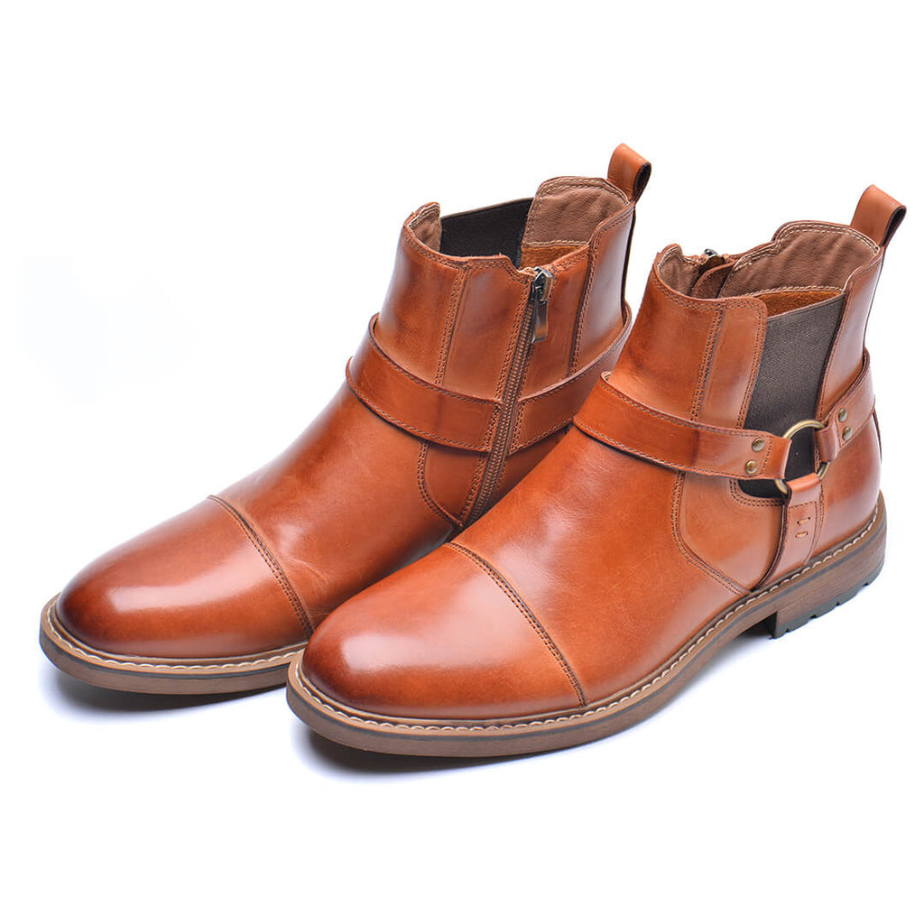 Men's Vintage Leather Moto Boots — Lace-Up Ankle, Sturdy Sole
