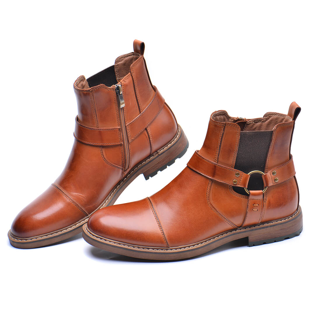 Men's Vintage Leather Moto Boots — Lace-Up Ankle, Sturdy Sole