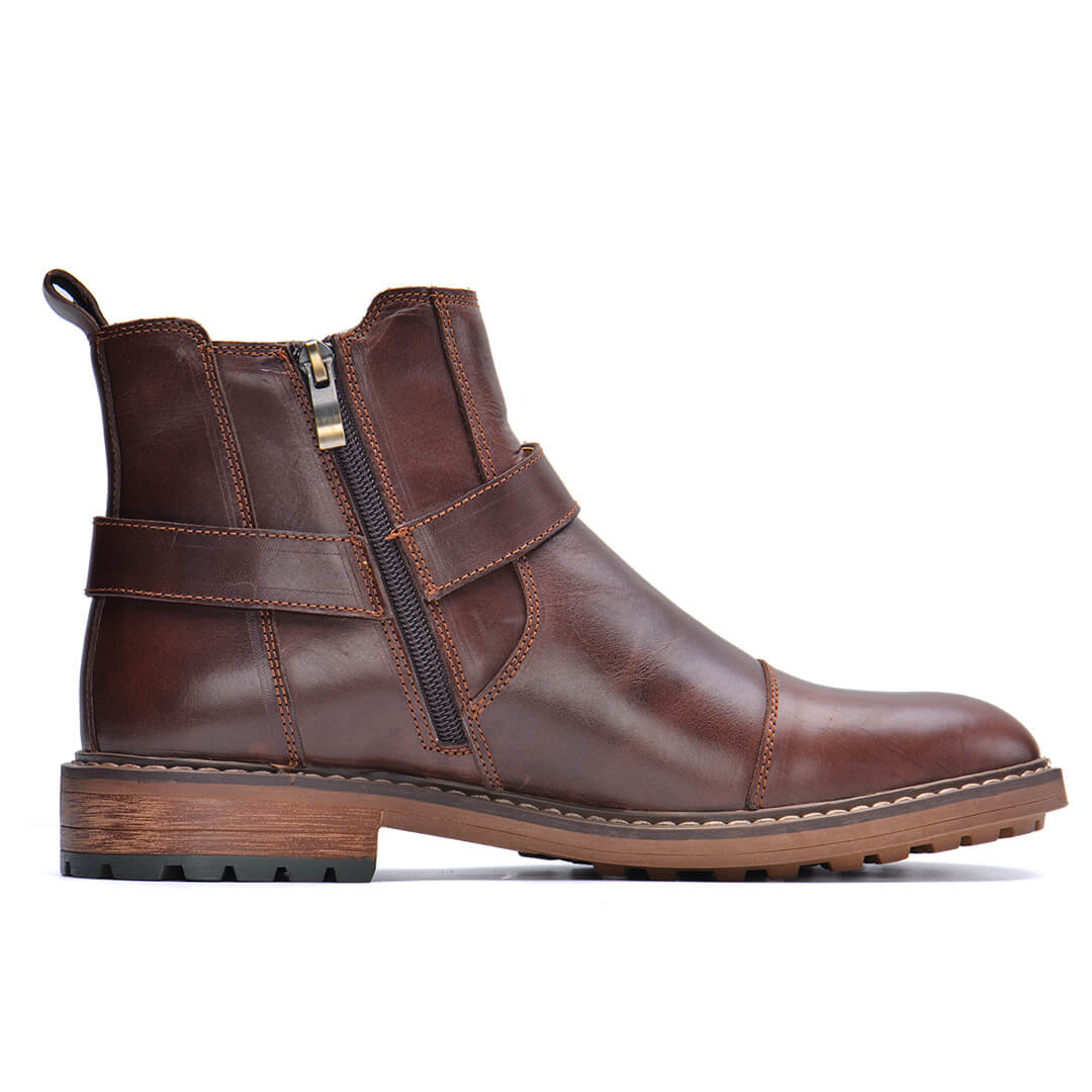 Men's Vintage Leather Moto Boots — Lace-Up Ankle, Sturdy Sole
