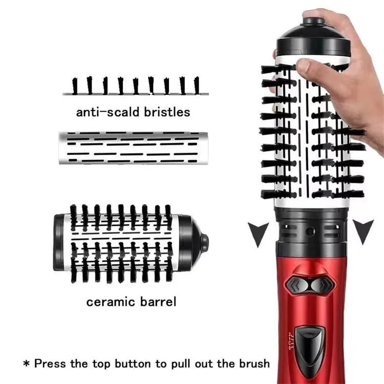 Brosse double pour coiffer et donner du volume à l’air chaud — Rotation à 360°, 3 réglages de chaleur