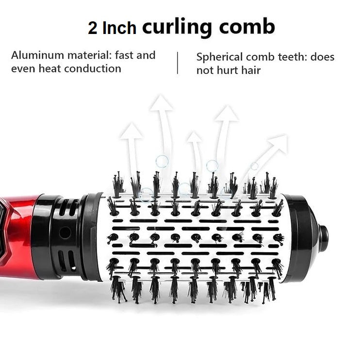 Brosse double pour coiffer et donner du volume à l’air chaud — Rotation à 360°, 3 réglages de chaleur