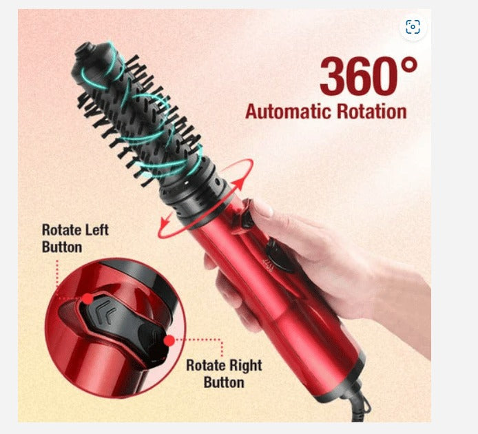 Brosse double pour coiffer et donner du volume à l’air chaud — Rotation à 360°, 3 réglages de chaleur