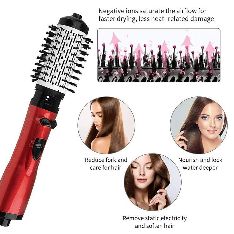 Brosse double pour coiffer et donner du volume à l’air chaud — Rotation à 360°, 3 réglages de chaleur