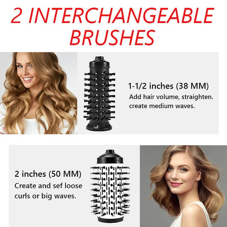 Brosse double pour coiffer et donner du volume à l’air chaud — Rotation à 360°, 3 réglages de chaleur