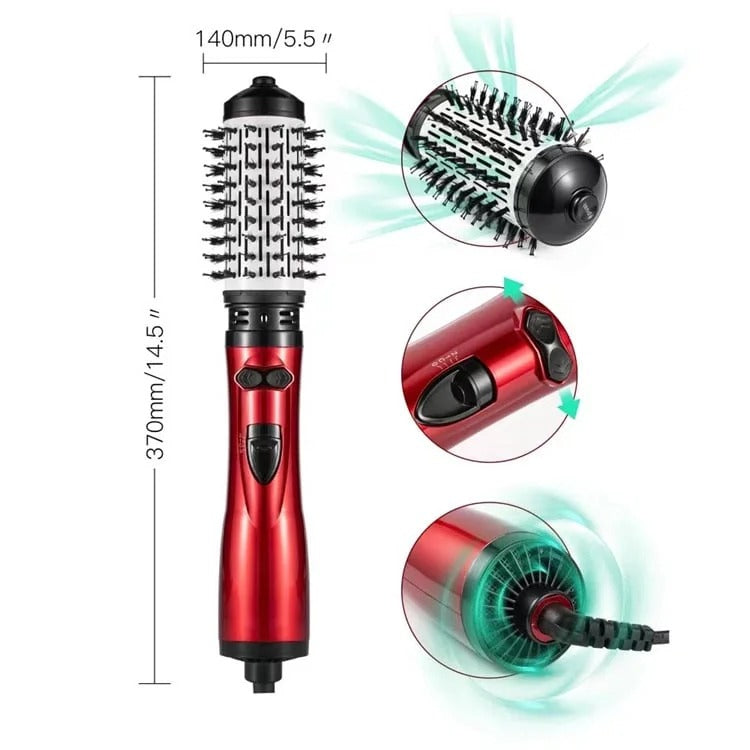 Brosse double pour coiffer et donner du volume à l’air chaud — Rotation à 360°, 3 réglages de chaleur