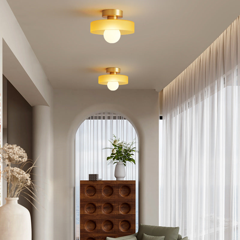 Semi Flush Ceiling Light — Round LED Glass Globe Fixture