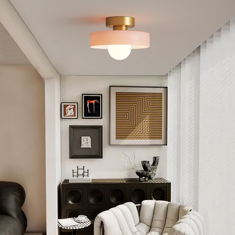 Semi Flush Ceiling Light — Round LED Glass Globe Fixture