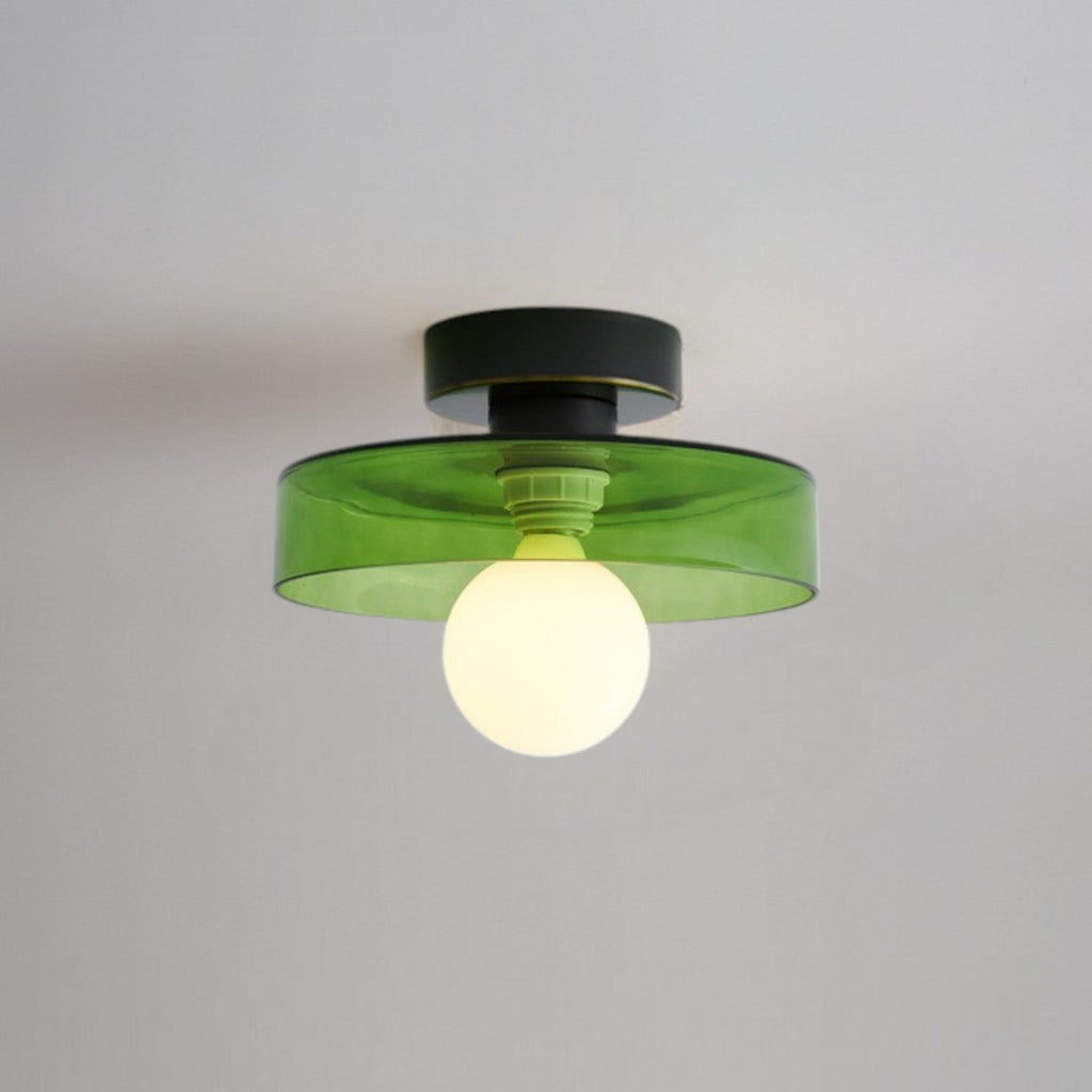 Semi Flush Ceiling Light — Round LED Glass Globe Fixture