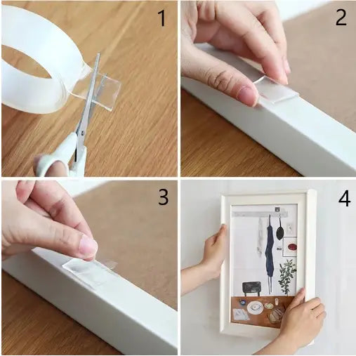 Nastro adesivo trasparente biadesivo per montaggio – Strisce adesive resistenti per pareti, vetro e altro – Rimovibili e riutilizzabili – Rotolo da 1.2 in × 118 in | Thomler