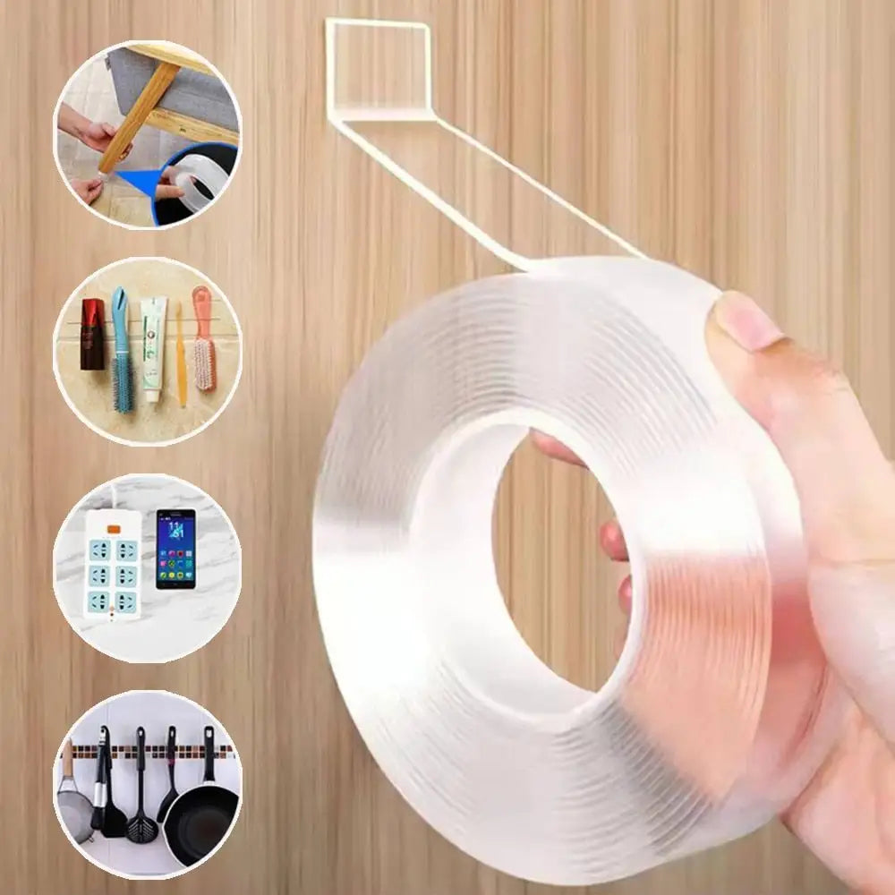 Clear Heavy-Duty Gel Tape, 1.2 in × 10 ft, Removable Double-Sided