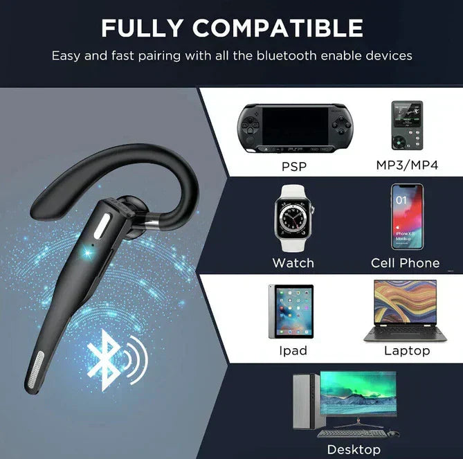 Auscultadores Bluetooth circum-aurais — Ligação a dois telemóveis, 25 horas de conversação