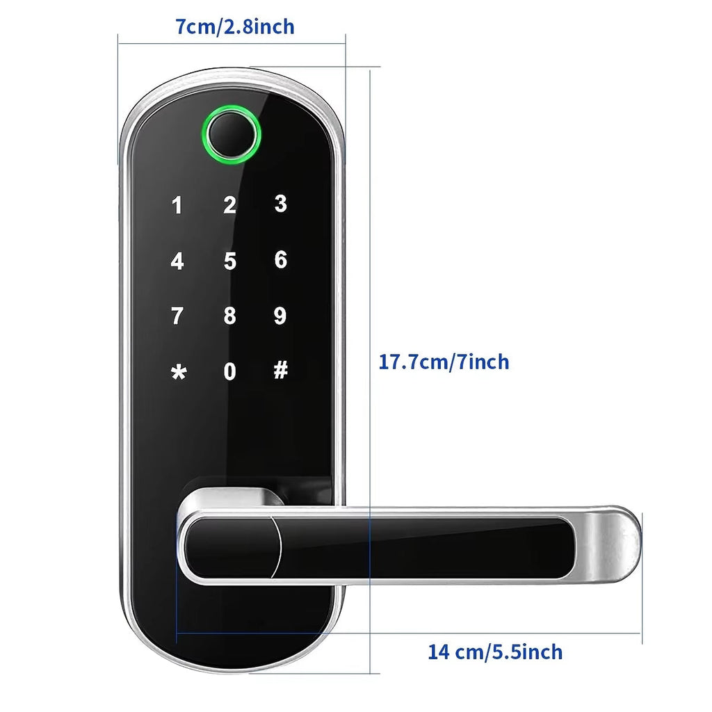 Serratura biometrica — impronta digitale, controllo tramite app, 5 metodi, 200 utenti