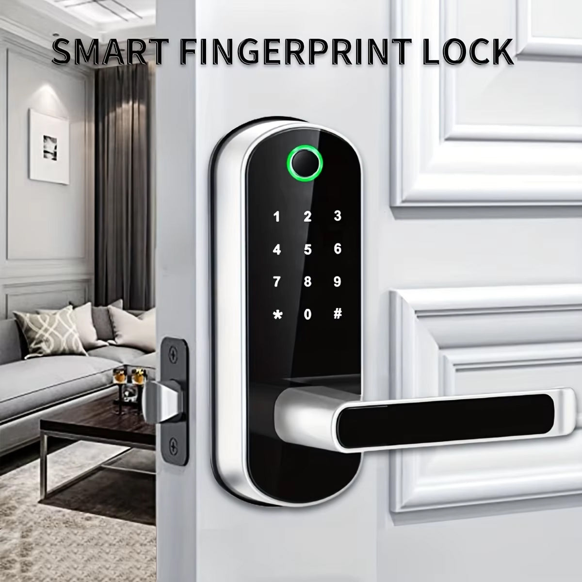 Serratura biometrica — impronta digitale, controllo tramite app, 5 metodi, 200 utenti