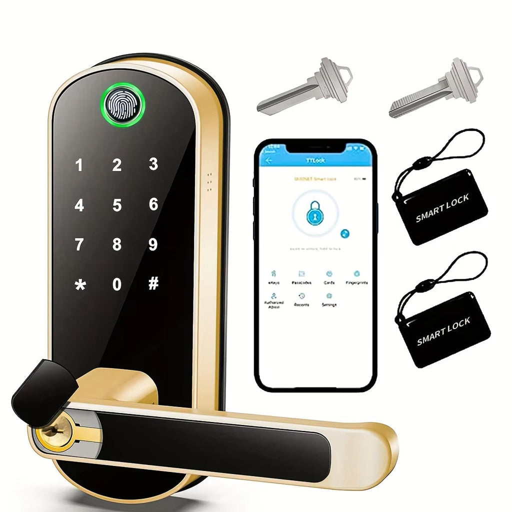 Serratura biometrica — impronta digitale, controllo tramite app, 5 metodi, 200 utenti