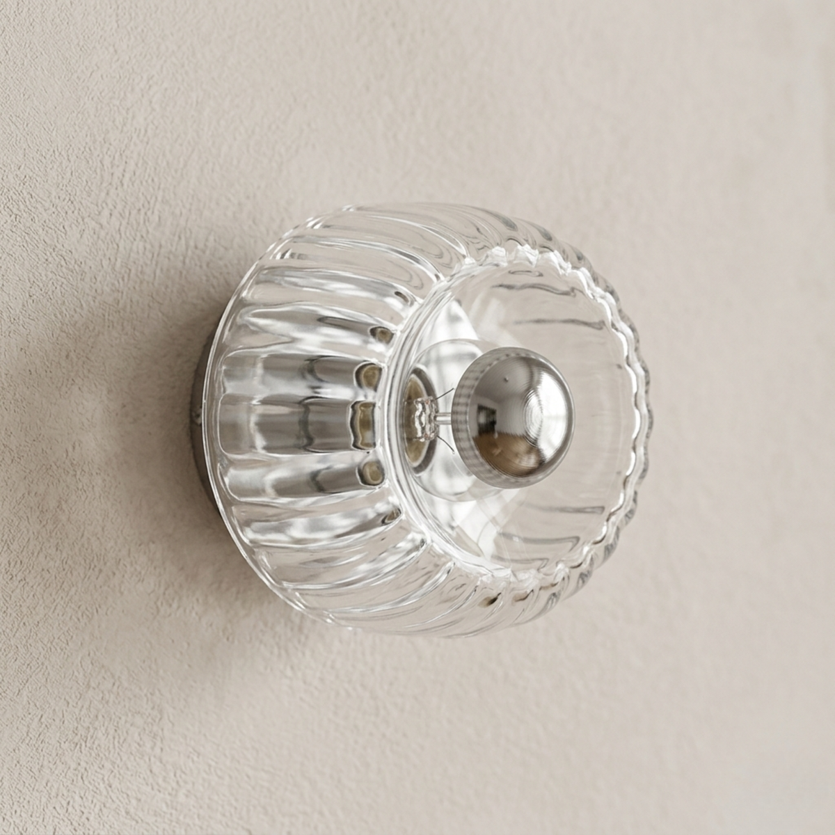 Scandi Round Ribbed Glass Wall Sconce