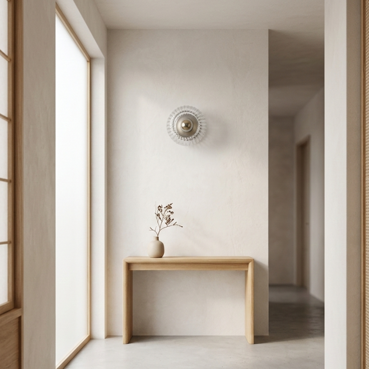 Scandi Round Ribbed Glass Wall Sconce