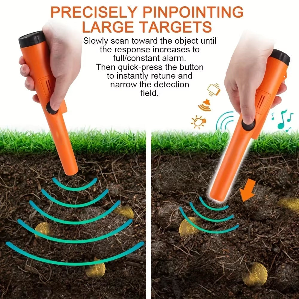 IP66 Waterproof Pinpointer — 360° Scan, Audio/Vibration Alerts