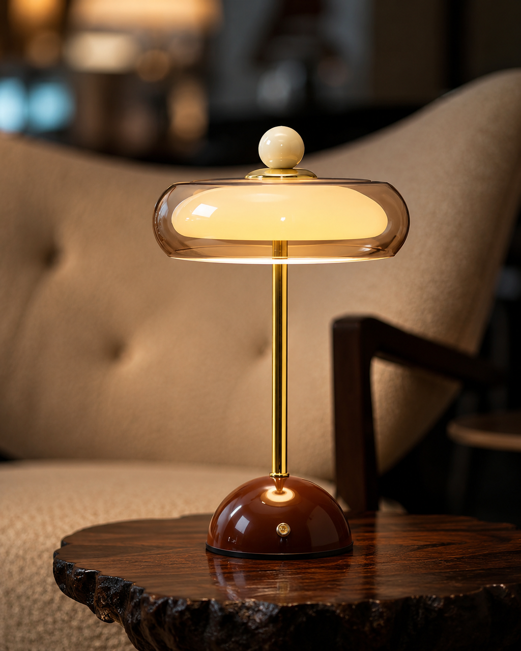 Lampada da scrivania a fungo mid-century — Ricaricabile, regolazione touch, 3 modalità