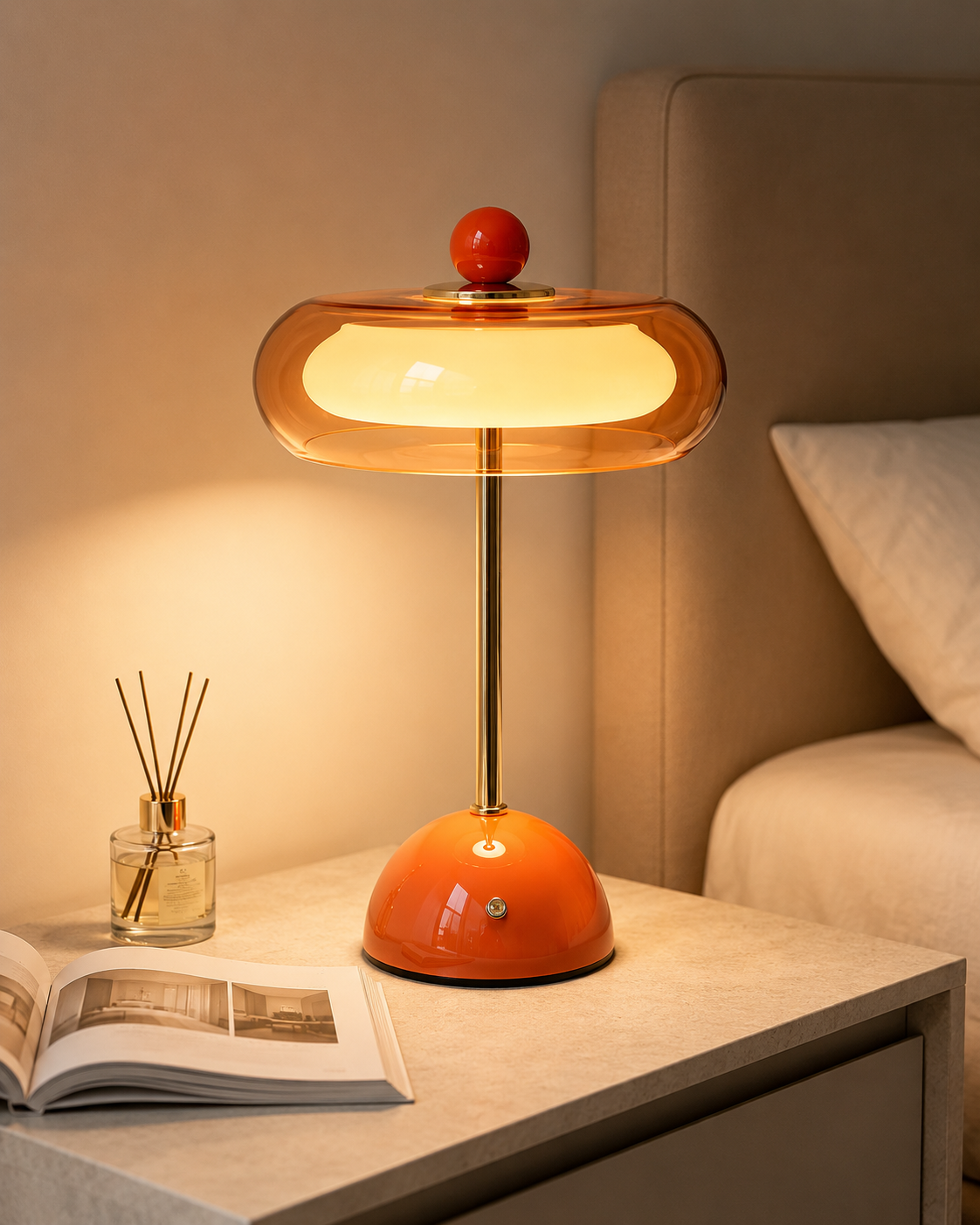Lampada da scrivania a fungo mid-century — Ricaricabile, regolazione touch, 3 modalità