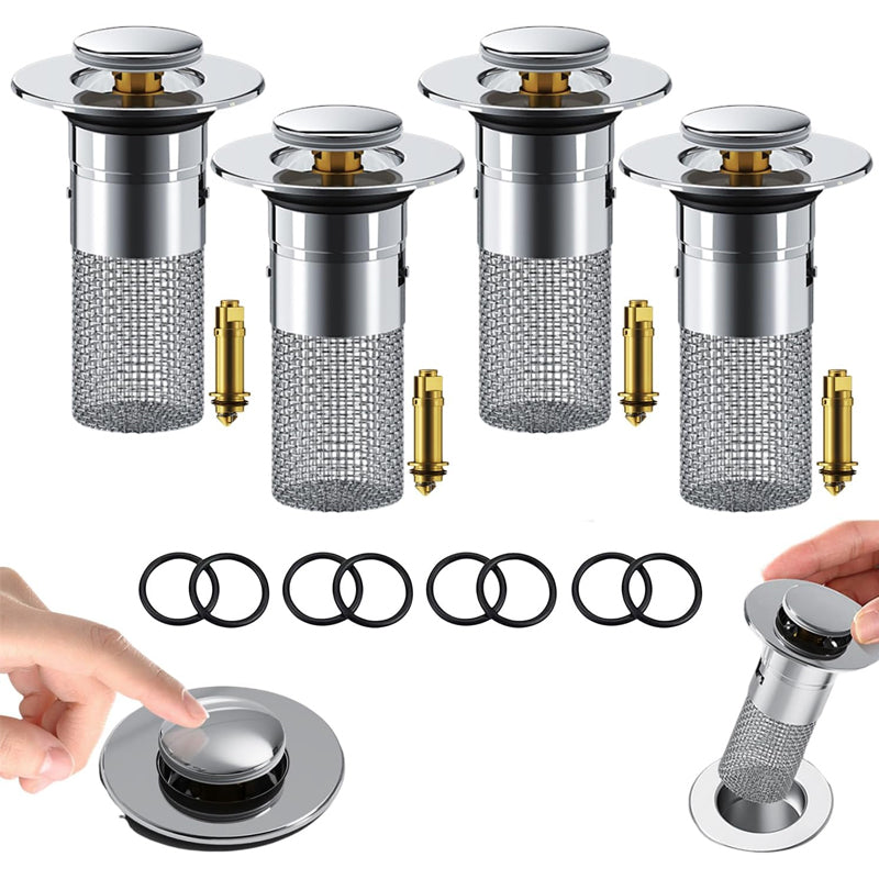 Filtro pop-up per capelli — anima in ottone, cestello in acciaio inox, universale 1-1.2"
