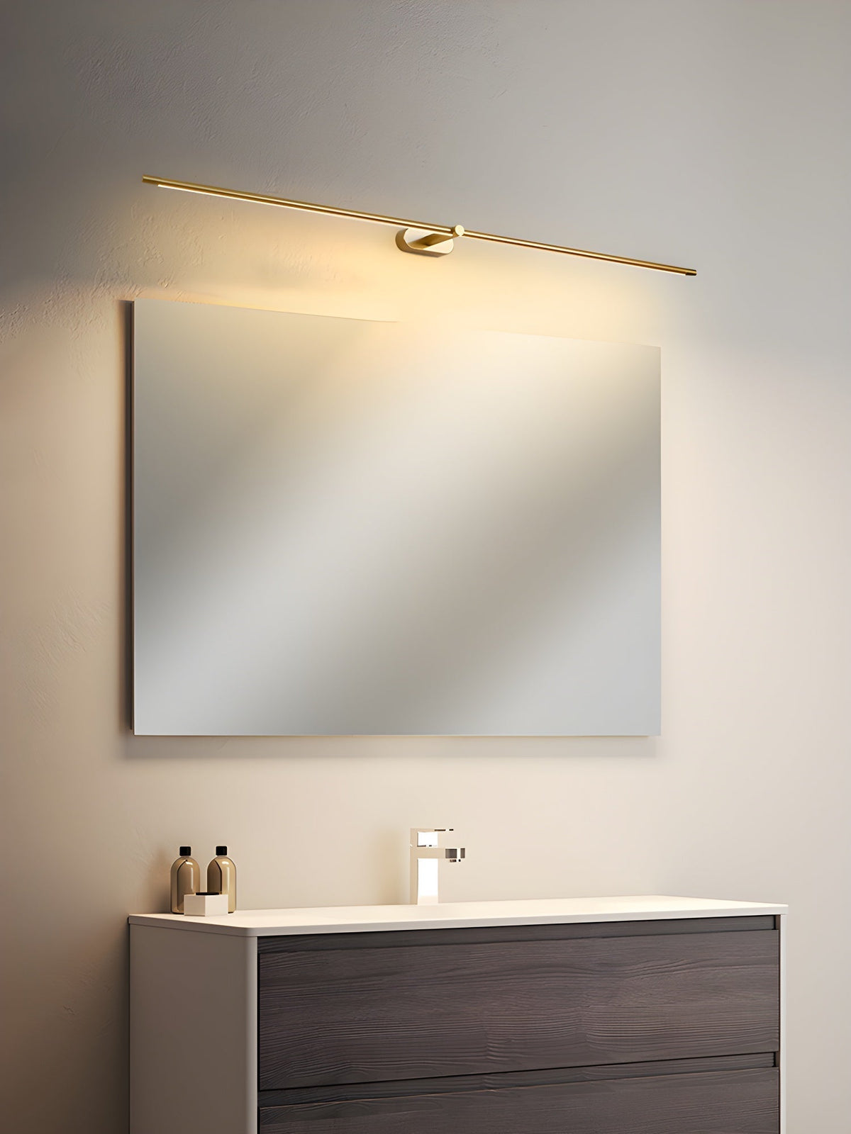 Aplique de pared LED inalámbrico — perfil lineal delgado, recargable, control táctil