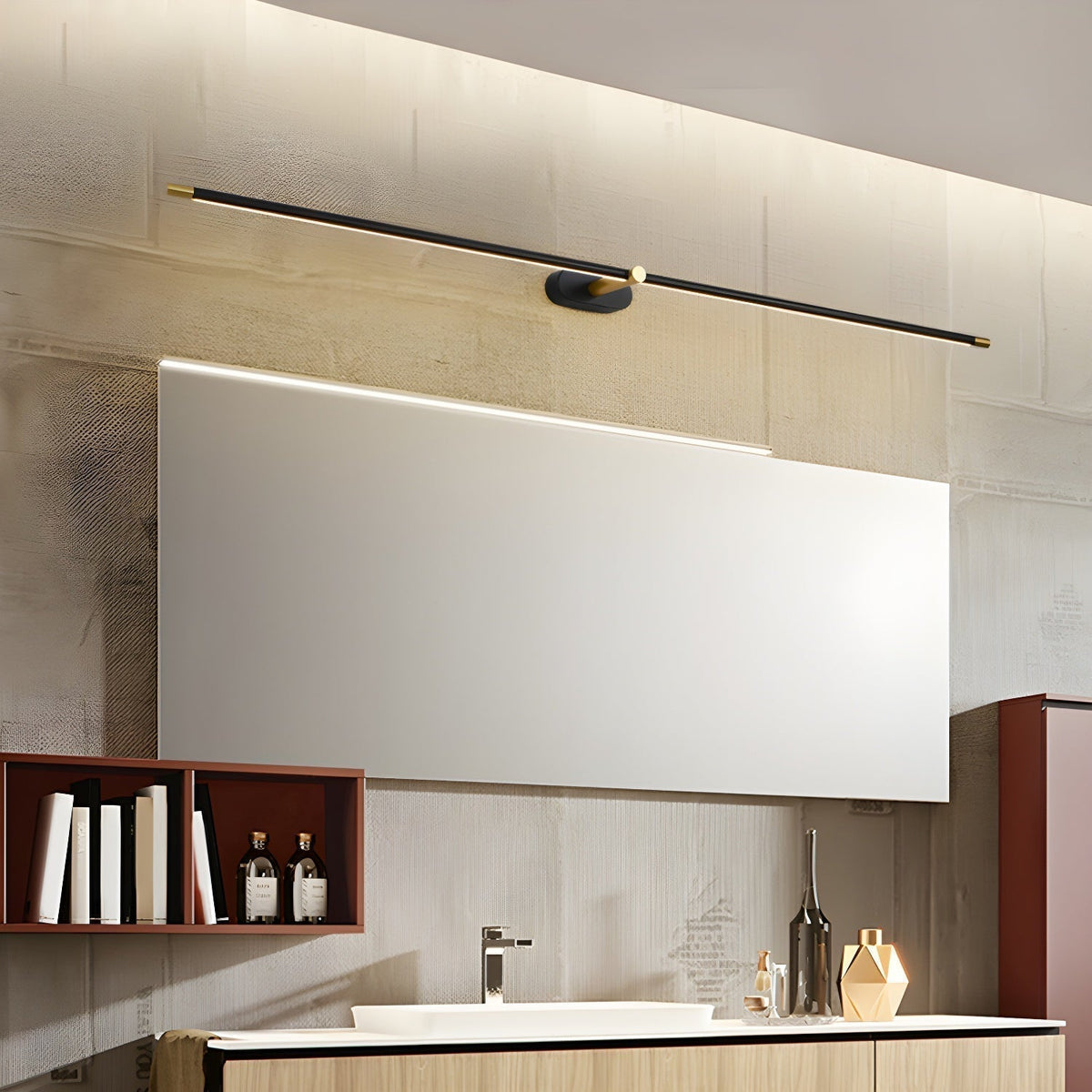 Aplique de pared LED inalámbrico — perfil lineal delgado, recargable, control táctil