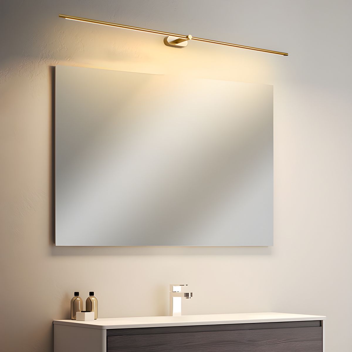 Aplique de pared LED inalámbrico — perfil lineal delgado, recargable, control táctil