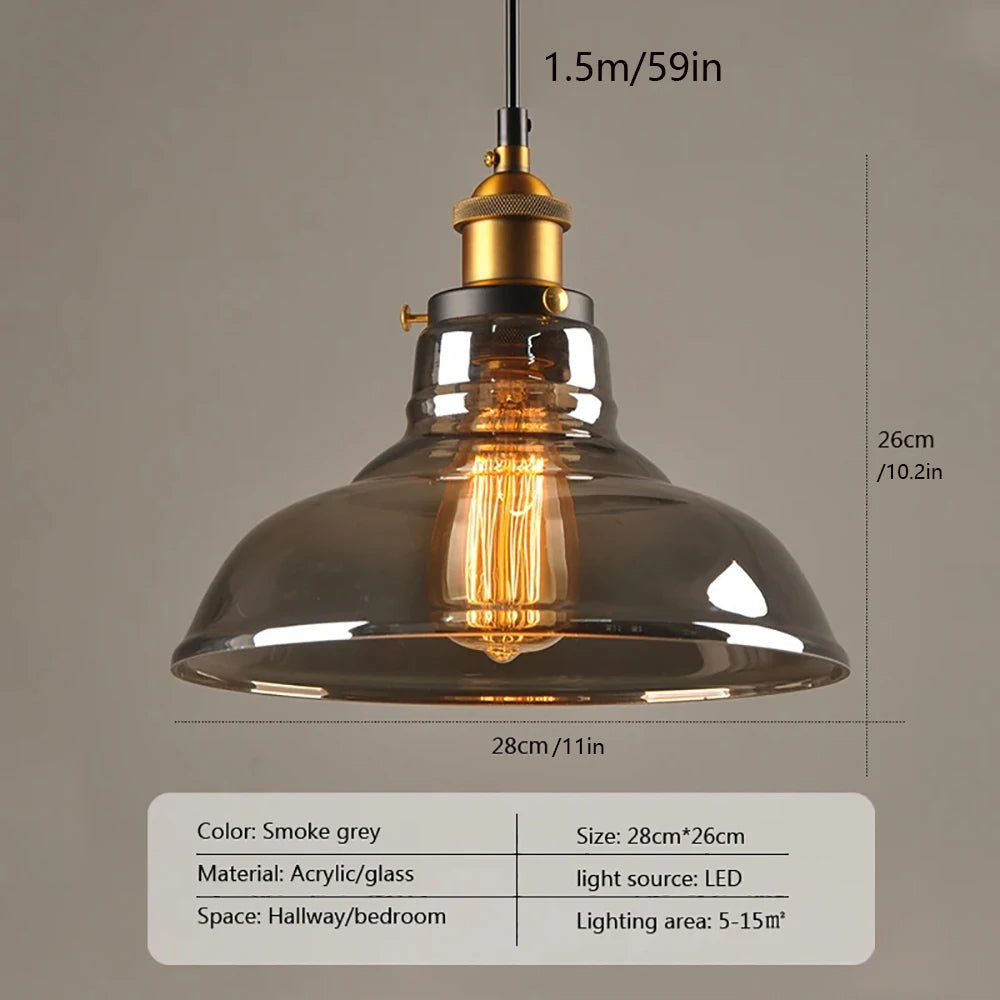 Retro Industrial Glass Pendant Light For Home And Bar