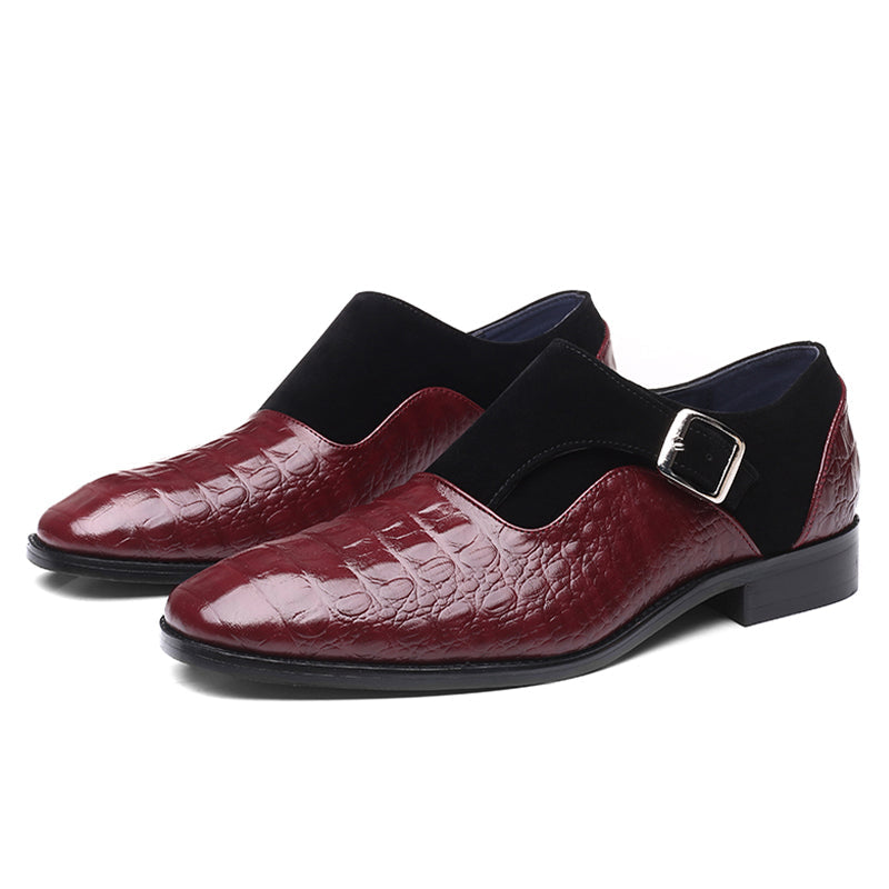 Oxford-Schuhe für Herren aus strukturiertem Kunstleder in Bordeaux – Schnürschuhe, wasserbeständig