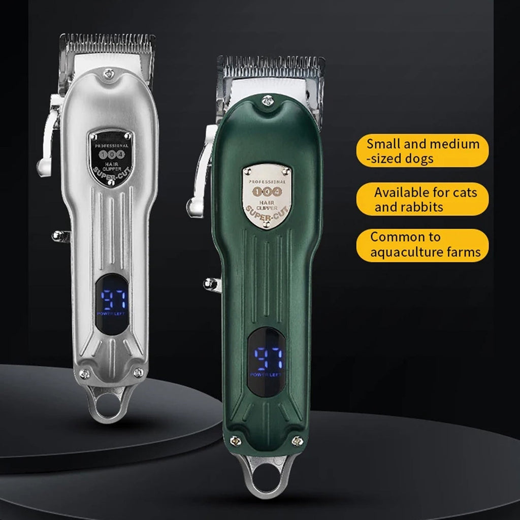 Wiederaufladbare Tierhaarschneider — Leiser Motor, Stahlklingen und LED-Display