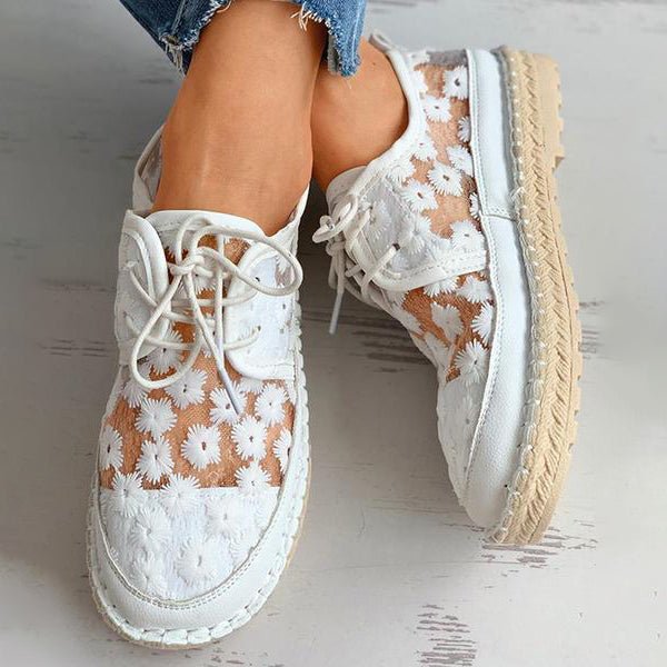 Orthopedische instapschoenen voor dames met geborduurde bloemen - voetboogondersteuning