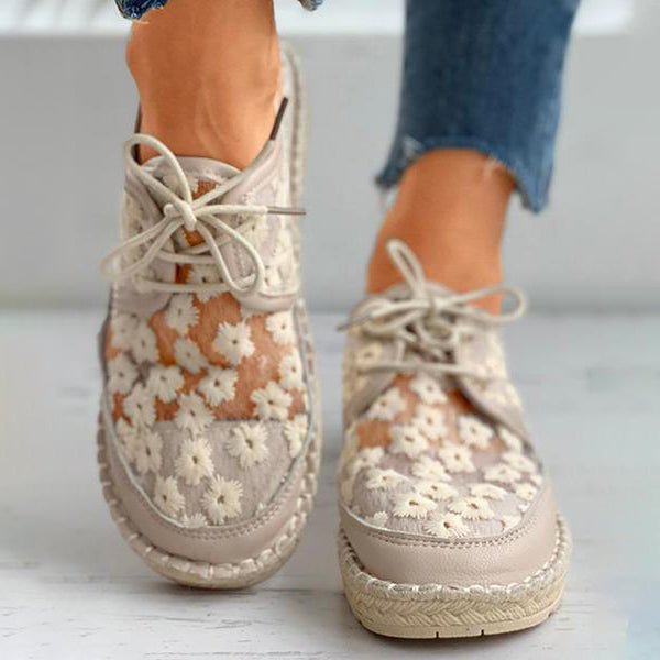 Orthopedische instapschoenen voor dames met geborduurde bloemen - voetboogondersteuning