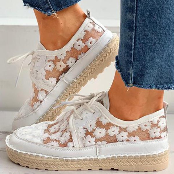 Orthopedische instapschoenen voor dames met geborduurde bloemen - voetboogondersteuning