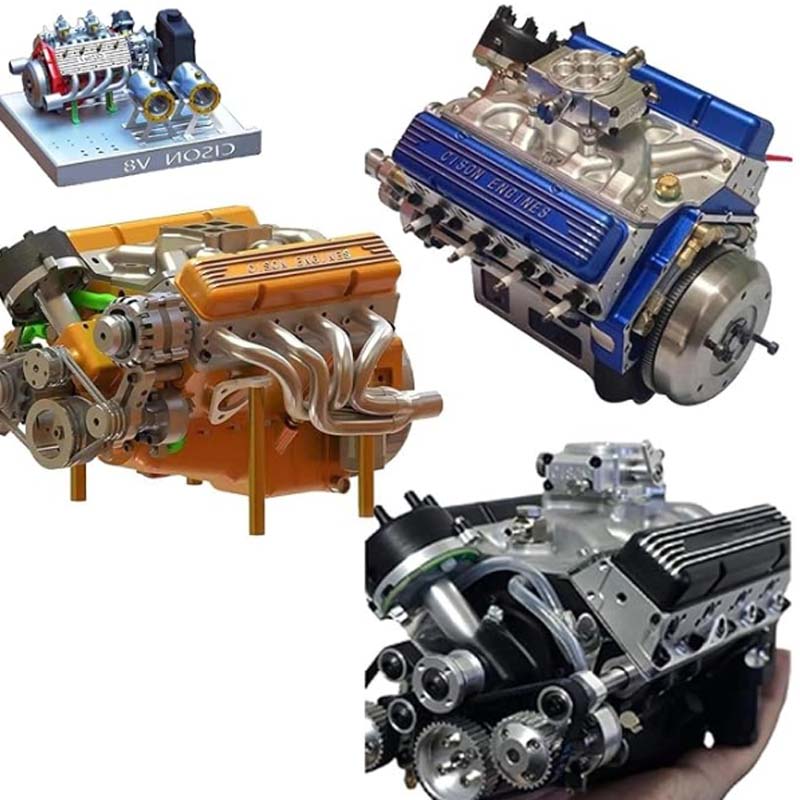 Gasoline-Powered V8 Kit — Functional Mini Motor, CDI, CNC Metal Parts