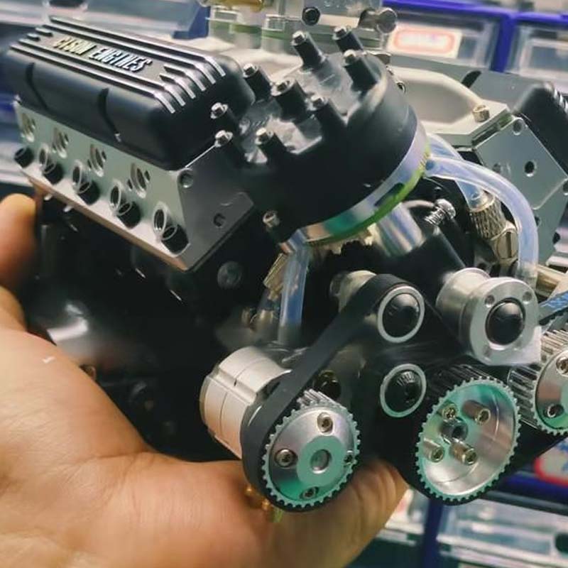 Gasoline-Powered V8 Kit — Functional Mini Motor, CDI, CNC Metal Parts