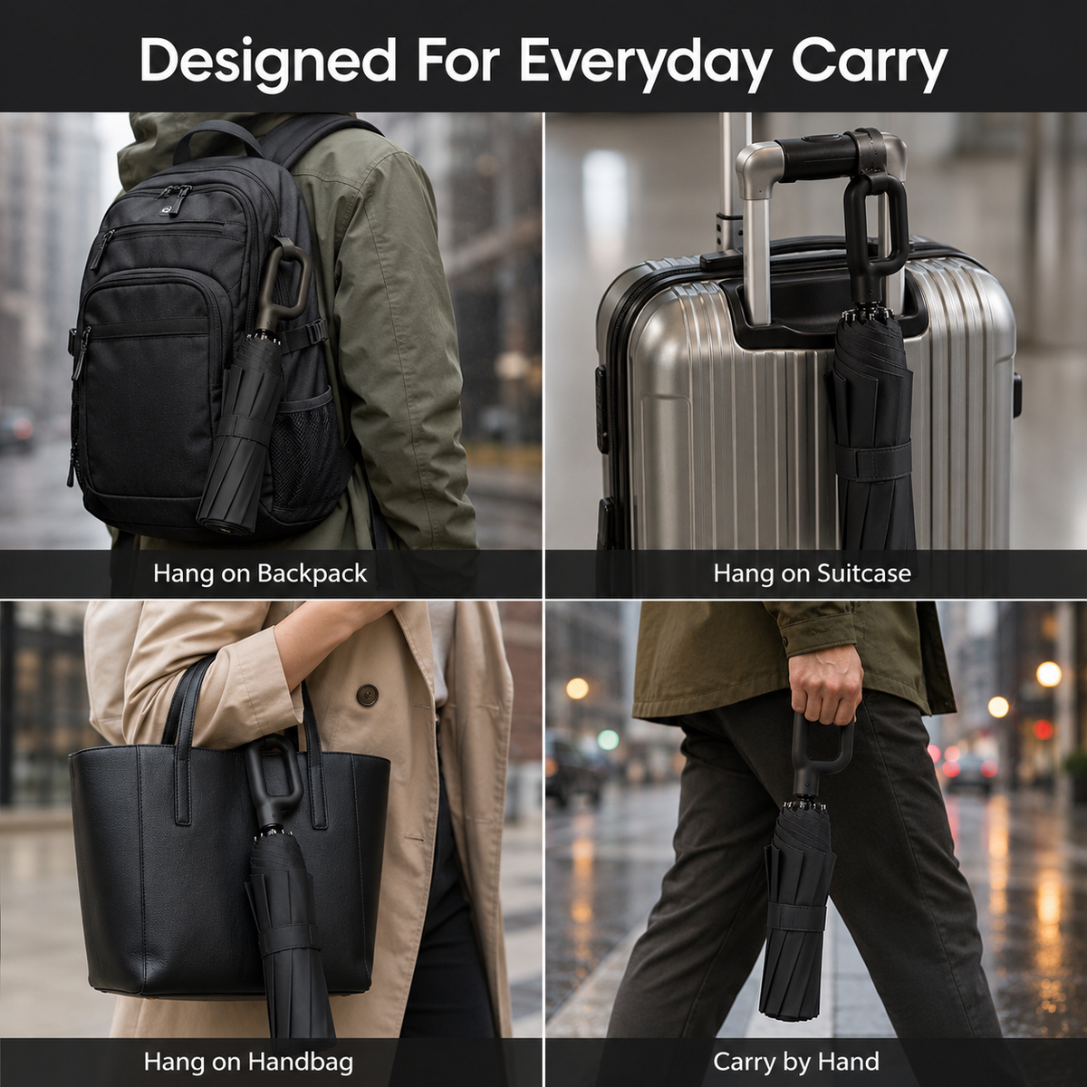 Automatic Travel Umbrella — 8-Rib Reinforced Frame, UV Protection
